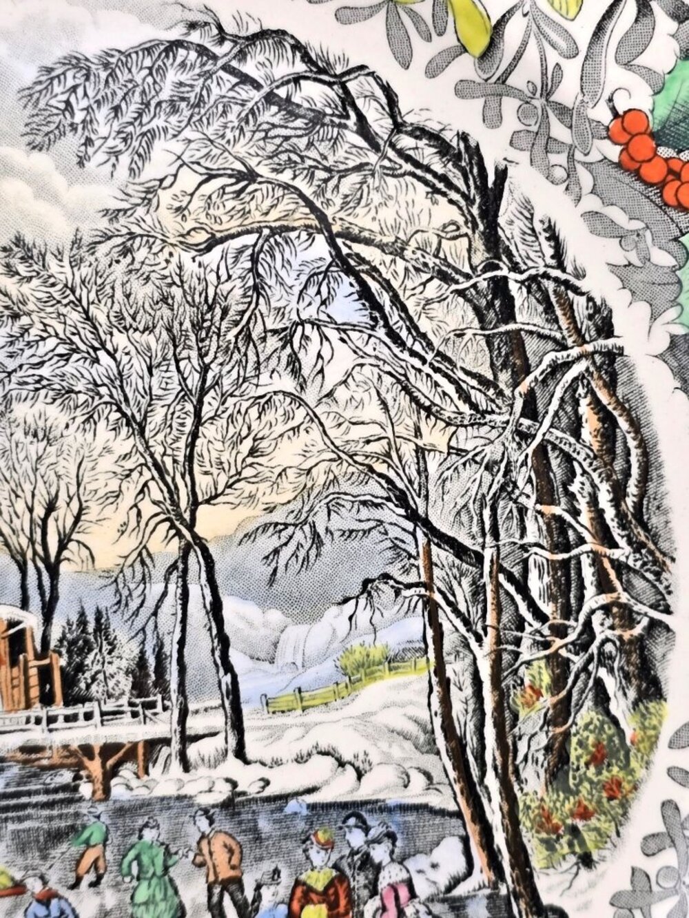 Adams China Winter Pastime 10.5" Dinner Plate Winter Scenes B. Altman England - Picture 6 of 11